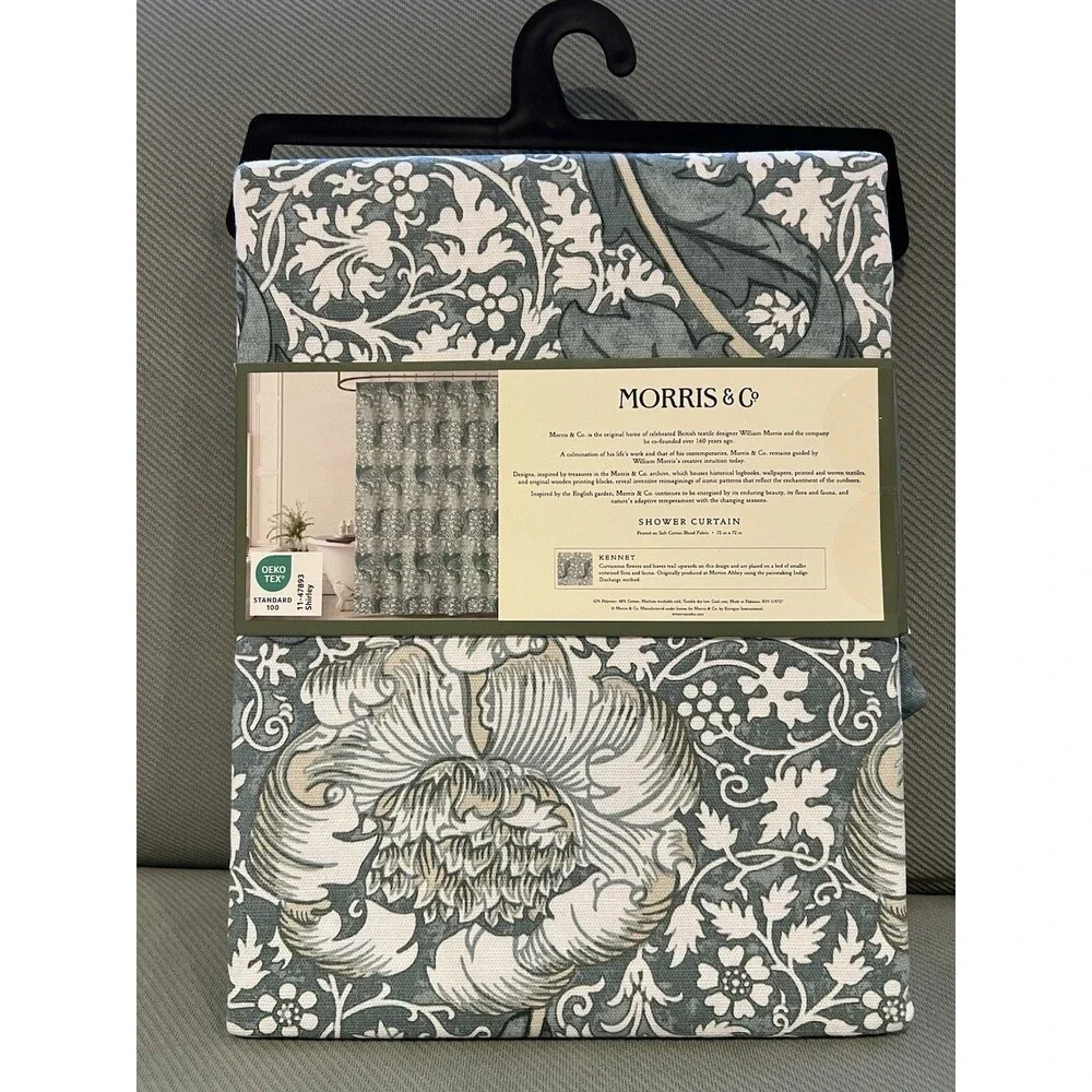 Morris & Co. KENNET Shower Curtain Floral Garden Cotton Blend Fabric 72x72” New